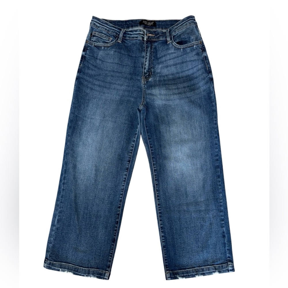 Judy Blue Jeans 15/32 Wide Leg Crop High Waist Boho Denim JB88592